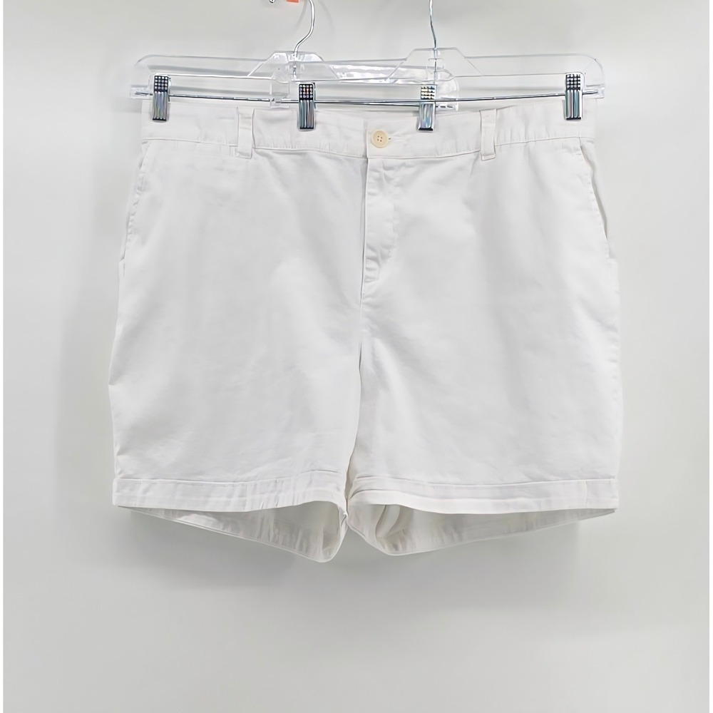 Lane Bryant Womens White Chino Shorts Size 18 Cotton Stretch Patch Pocket